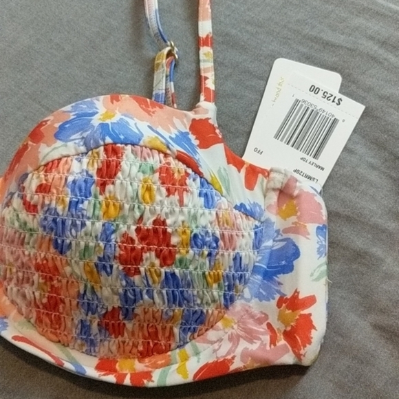 L*Space Marley Smocked Underwire Bikini Top Flowers Forever Floral - Picture 5 of 6